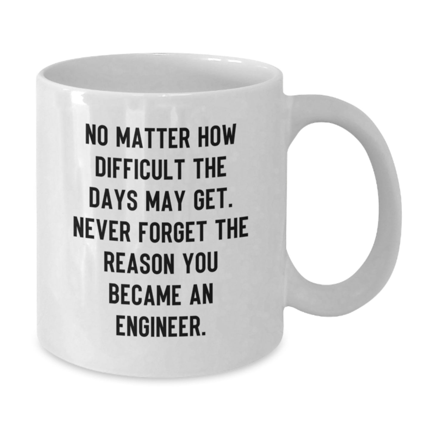 Funny Engineer Graduation Gift for Friends, Coworkers, or Family - 'Never Forget The Reason You Became An Engineer' White Coffee Mug, 11oz or 15oz Capacity, Ceramic, Microwave and Dishwasher Safe - Additional
