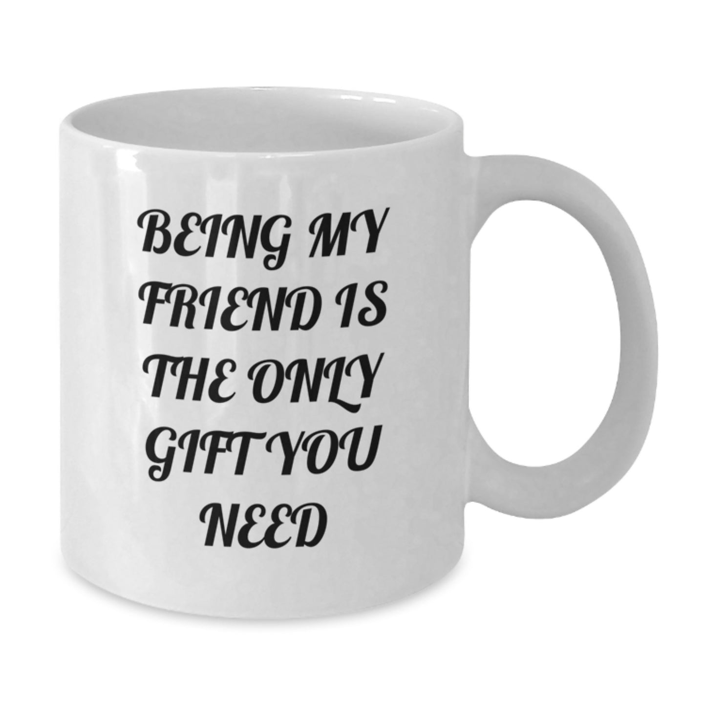 Funny Friend White Coffee Mug, Gifts from Friends, 'Being My Friend Is The Only Gift You Need' Quote, 11oz or 15oz Capacity, Microwave and Dishwasher Safe, Birthday Unique Gifts for Friend - Additional