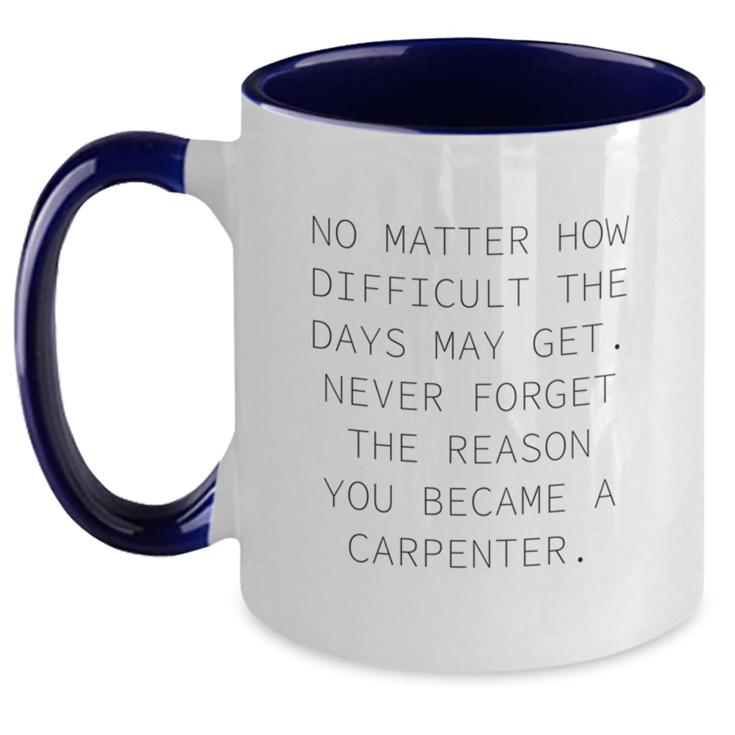 Carpenter Inspirational Gifts from Men to Friends - Two Tone Coffee Mug for Graduation - Never Forget the Reason You Became a Carpenter, Funny Quote Gifts - Main