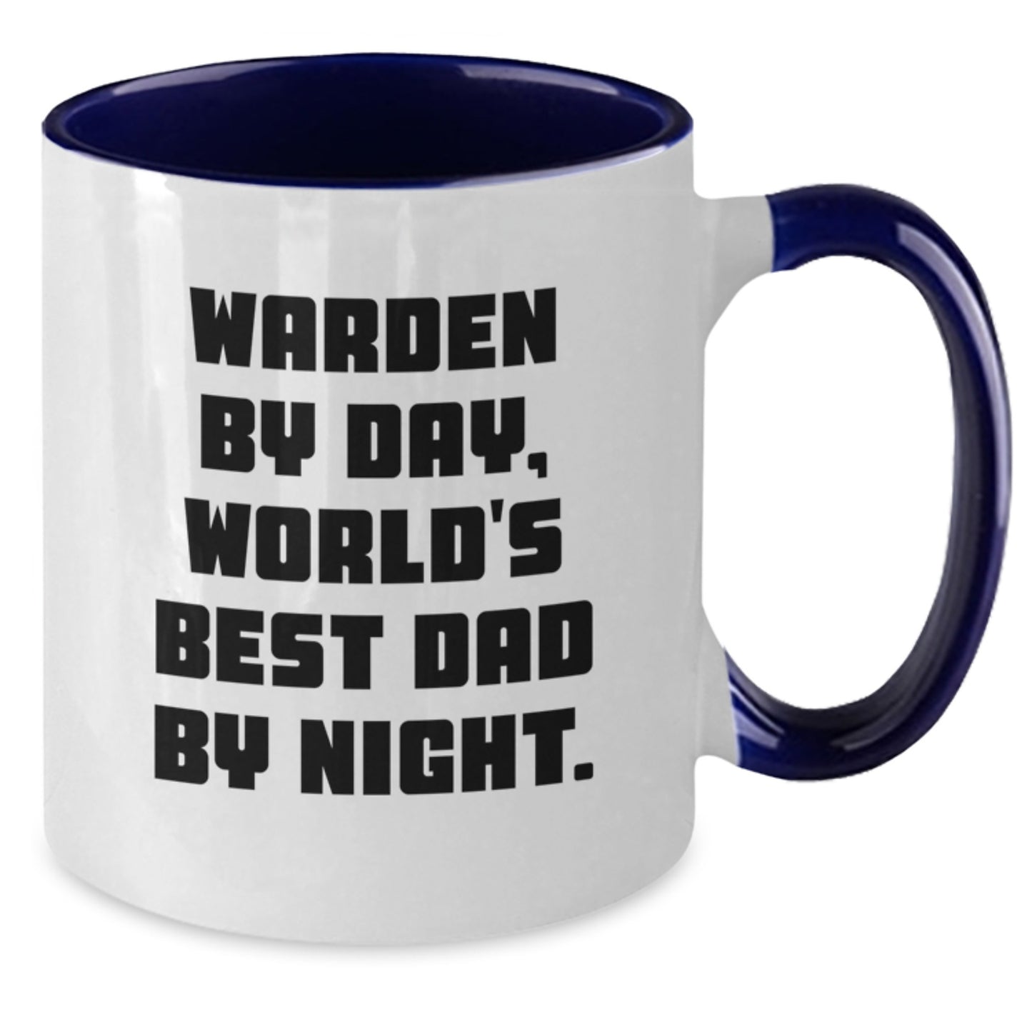 Warden Gifts, Warden By Day, World's Best Dad By Night. Funny Two Tone Coffee Mugs for Graduation, Gifts from Men, Gifts for Warden - Additional