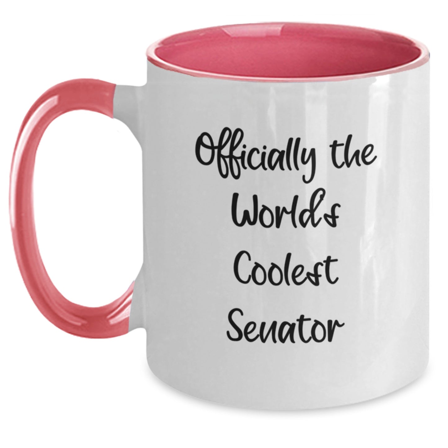 Funny Senator Gifts, Officially The World's Coolest Senator Two Tone Coffee Mug, Graduation Unique Gifts for Senator, Gifts from Men, Women, Friends, Family - 'Officially The World's Coolest Senator' - Main