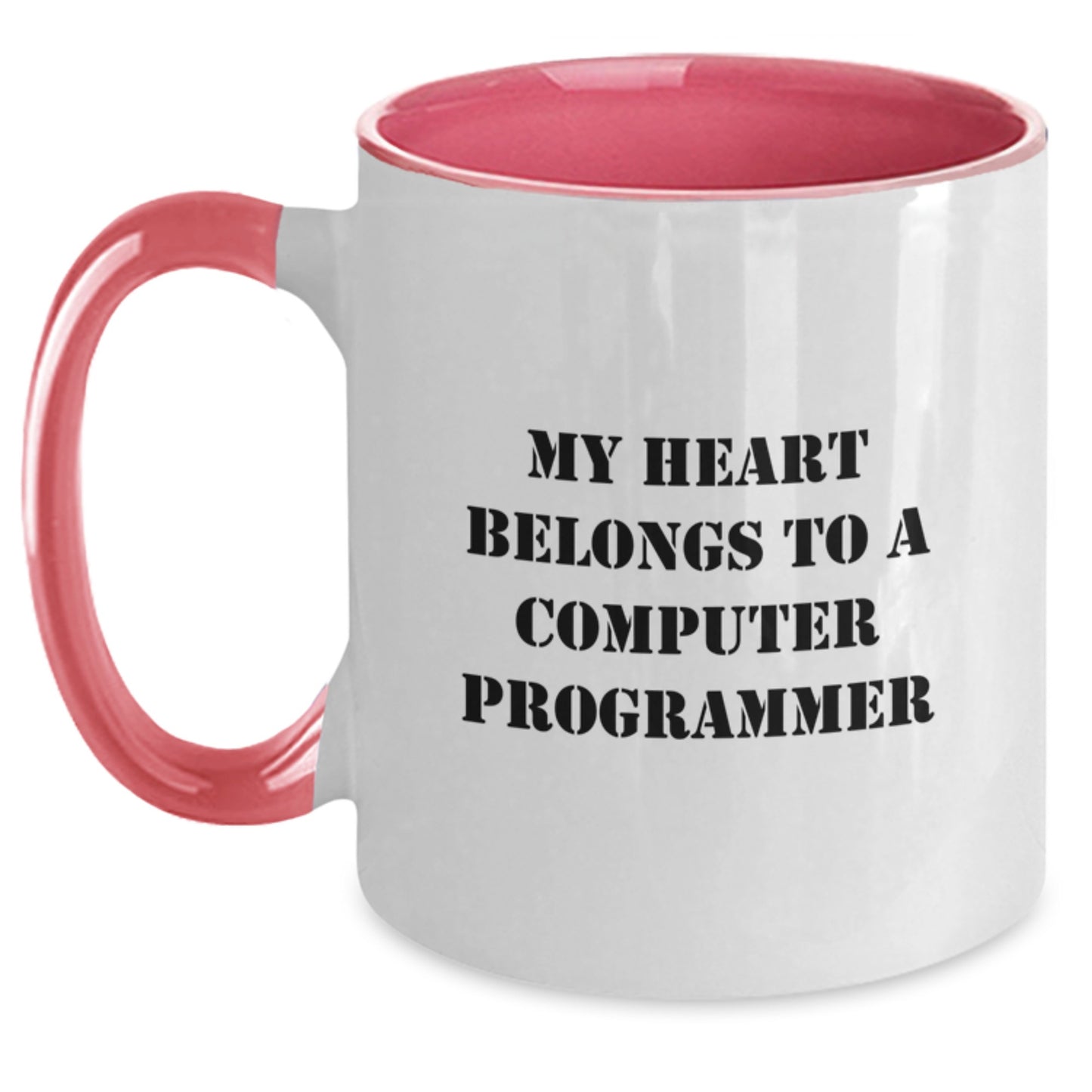 Funny Computer Programmer Gifts, My Heart Belongs To A Computer Programmer Two Tone Coffee Mug, Birthday Unique Gifts from Men to Friends, Coworkers, or Family - Main