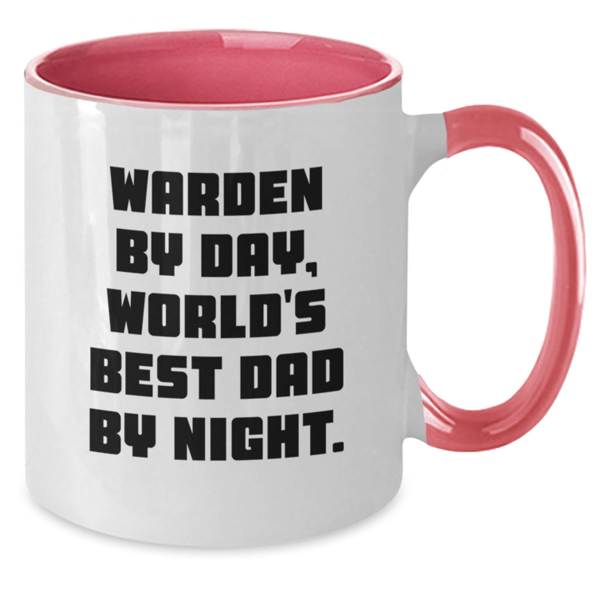 Warden Gifts, Warden By Day, World's Best Dad By Night. Funny Two Tone Coffee Mugs for Graduation, Gifts from Men, Gifts for Warden - Additional