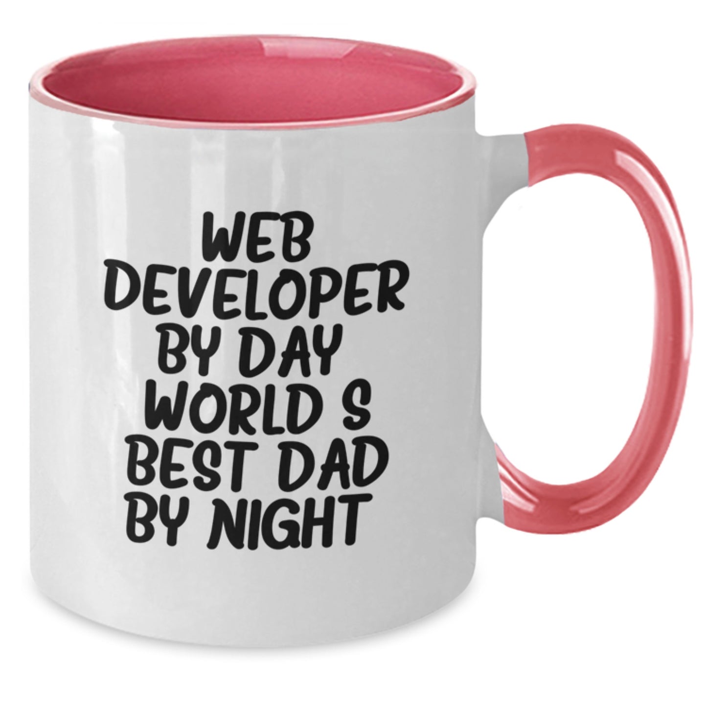 Web Developer Funny Two Tone Coffee Mugs Gifts from Dad for Web Developer Graduation, 'Web Developer By Day, World's Best Dad By Night.' - Additional