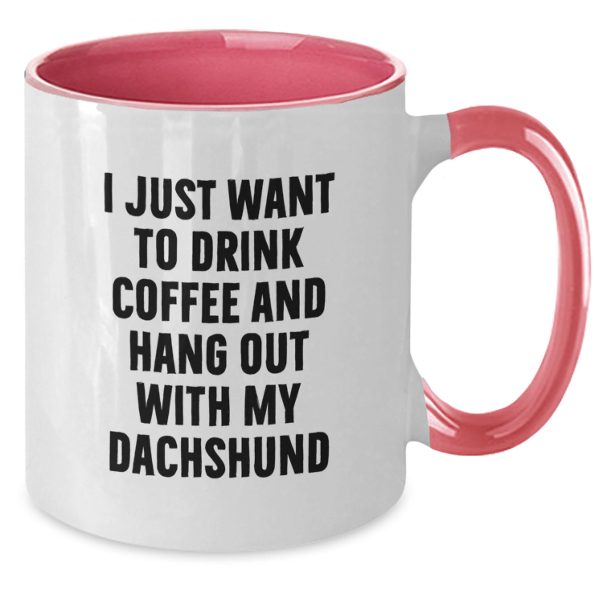 Dachshund Dog Funny Gifts from Friends for Men, Inspirational Two Tone Coffee Mug, I Just Want To Drink Coffee And Hang Out With My Dachshund, Unique Birthday Unique Gifts - Additional