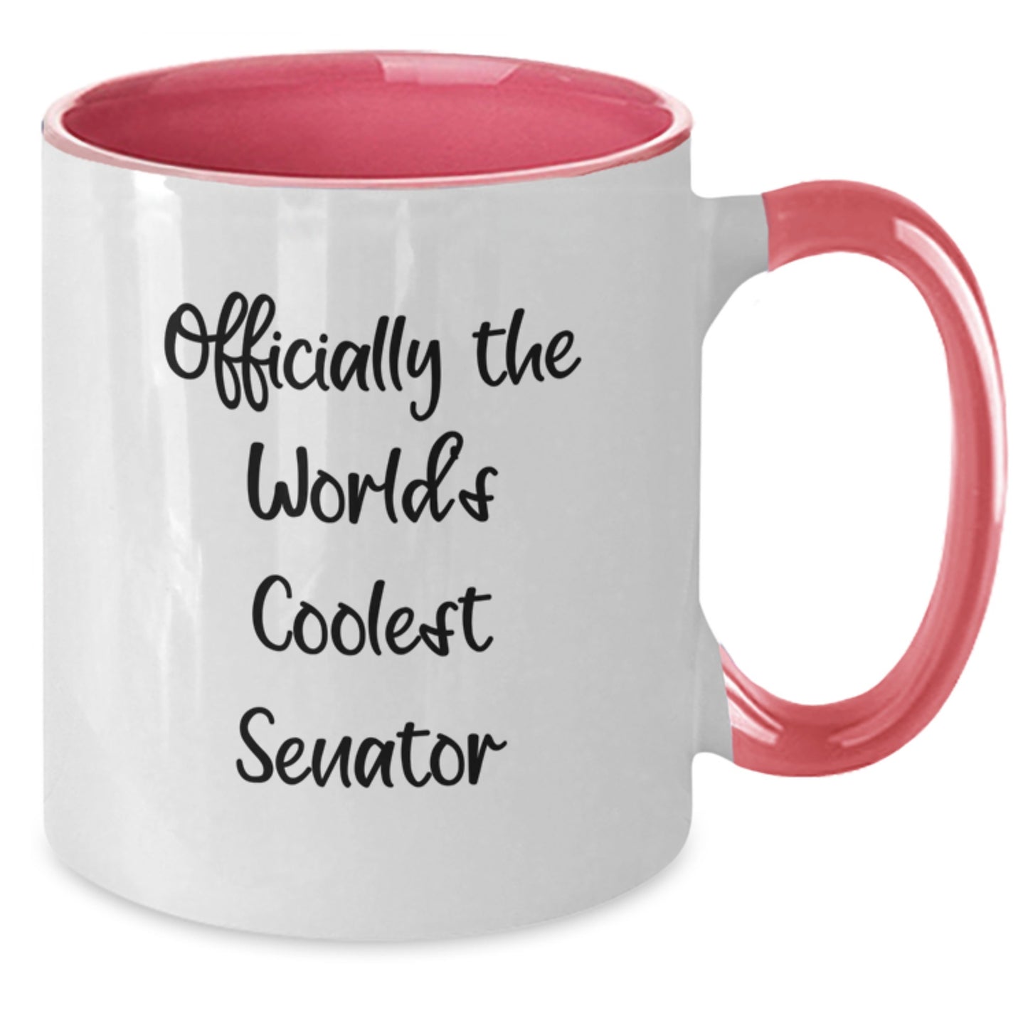 Funny Senator Gifts, Officially The World's Coolest Senator Two Tone Coffee Mug, Graduation Unique Gifts for Senator, Gifts from Men, Women, Friends, Family - 'Officially The World's Coolest Senator' - Additional