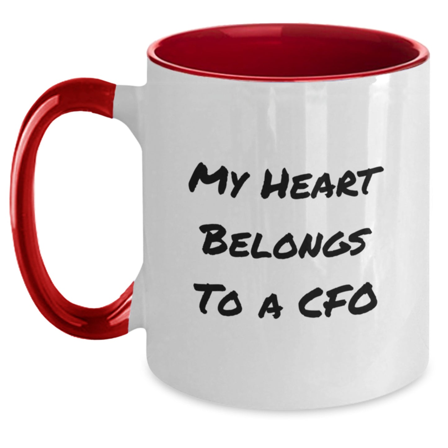 CFO Lovers Funny Two Tone Coffee Mug, 'My Heart Belongs To A Cfo' Gifts from Family to Friends, Unique Birthday Unique Gifts for Men Women Coworkers - Main