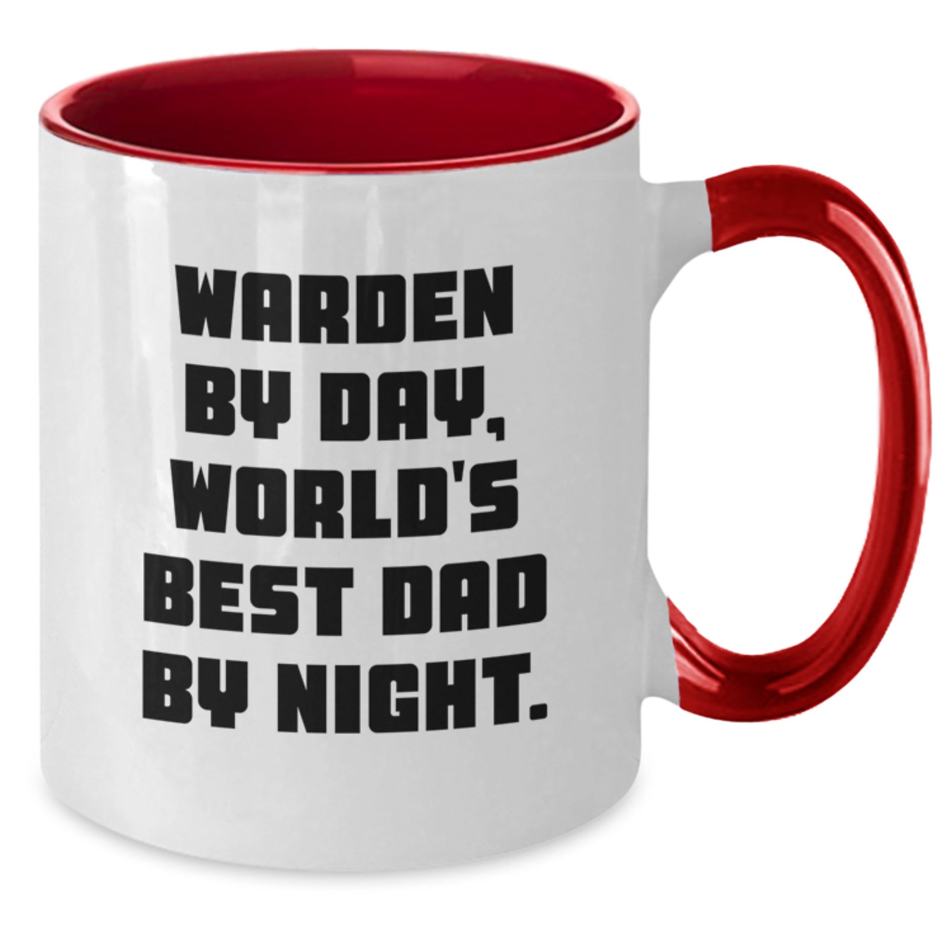 Warden Gifts, Warden By Day, World's Best Dad By Night. Funny Two Tone Coffee Mugs for Graduation, Gifts from Men, Gifts for Warden - Additional