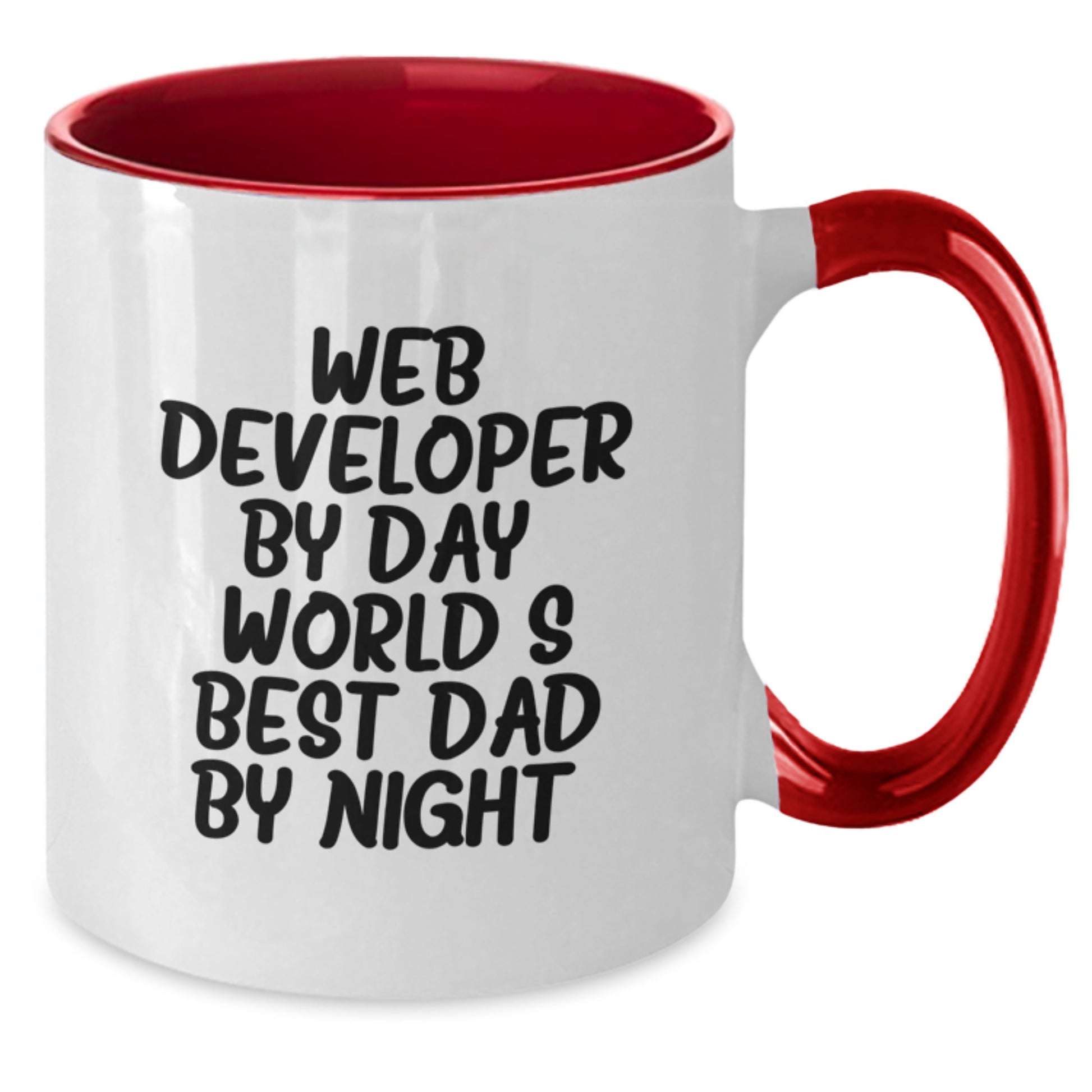 Web Developer Funny Two Tone Coffee Mugs Gifts from Dad for Web Developer Graduation, 'Web Developer By Day, World's Best Dad By Night.' - Additional