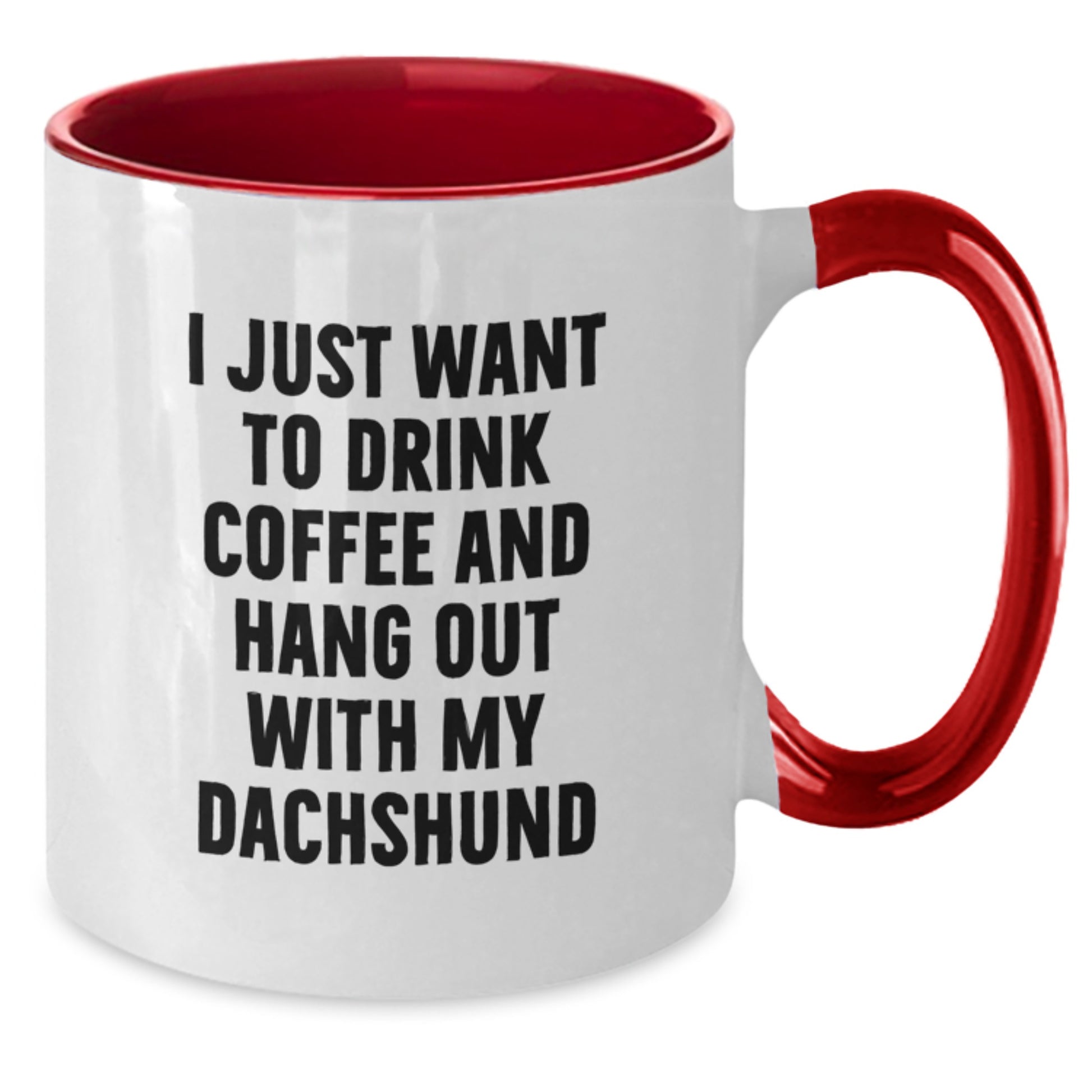 Dachshund Dog Funny Gifts from Friends for Men, Inspirational Two Tone Coffee Mug, I Just Want To Drink Coffee And Hang Out With My Dachshund, Unique Birthday Unique Gifts - Additional