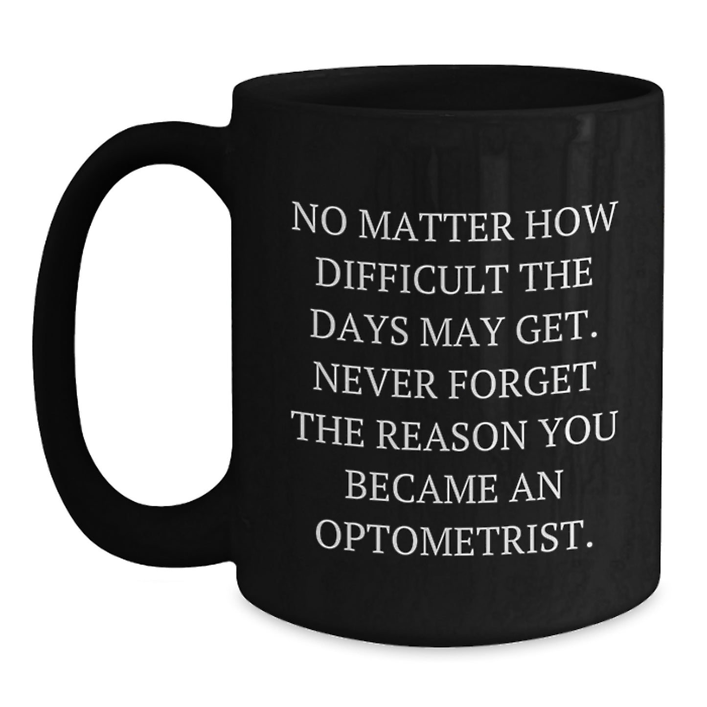 Gifts from Friends, Funny Optometrist Quote Black Coffee Mug, Gifts for Optometrist Birthday Inspirational Mug, Never Forget the Reason You Became an Optometrist - Main