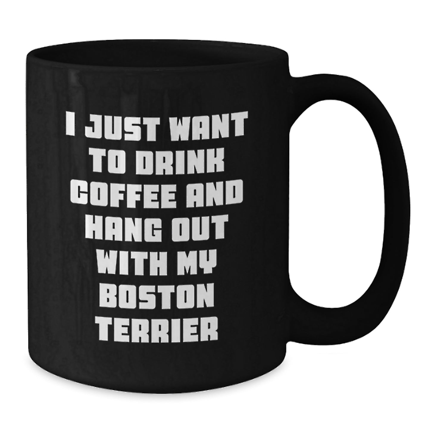 Boston Terrier Dog Gifts, Funny Quote Coffee Mug for Birthday, Gifts from Friends for Men, Women, Family - I Just Want to Drink Coffee and Hang Out with My Boston Terrier - Additional