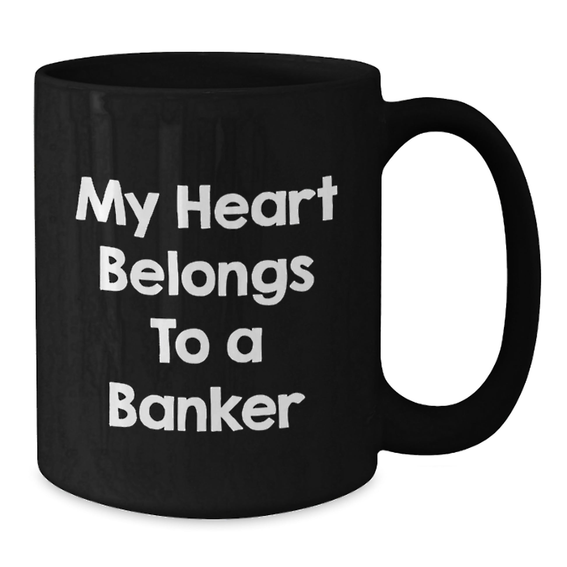 Funny Banker Gifts, My Heart Belongs To A Banker Black Coffee Mug, Birthday Unique Gift for Banker Friends and Family from Men - Additional