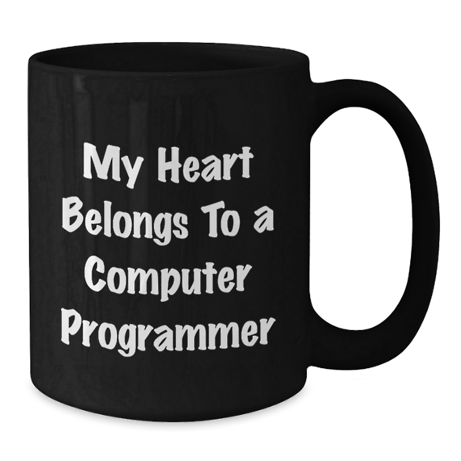 Funny Computer Programmer Gifts from Friends, Inspirational 'My Heart Belongs To A Computer Programmer' Black Coffee Mug for Birthday - Additional