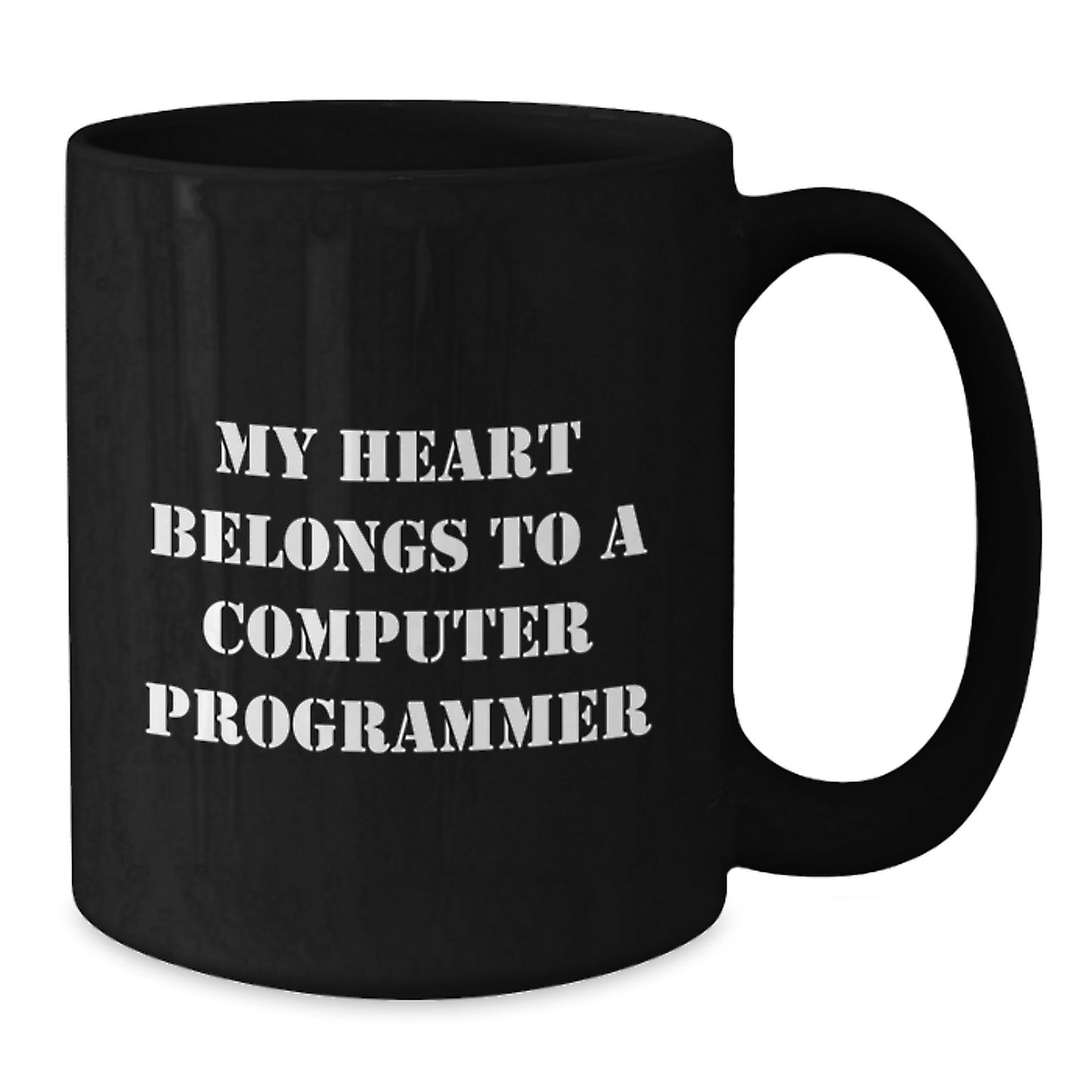 Funny Computer Programmer Gifts from Friends, Black Coffee Mugs for Birthday, 'My Heart Belongs To A Computer Programmer' Quote, Gifts for Computer Programmers - Additional