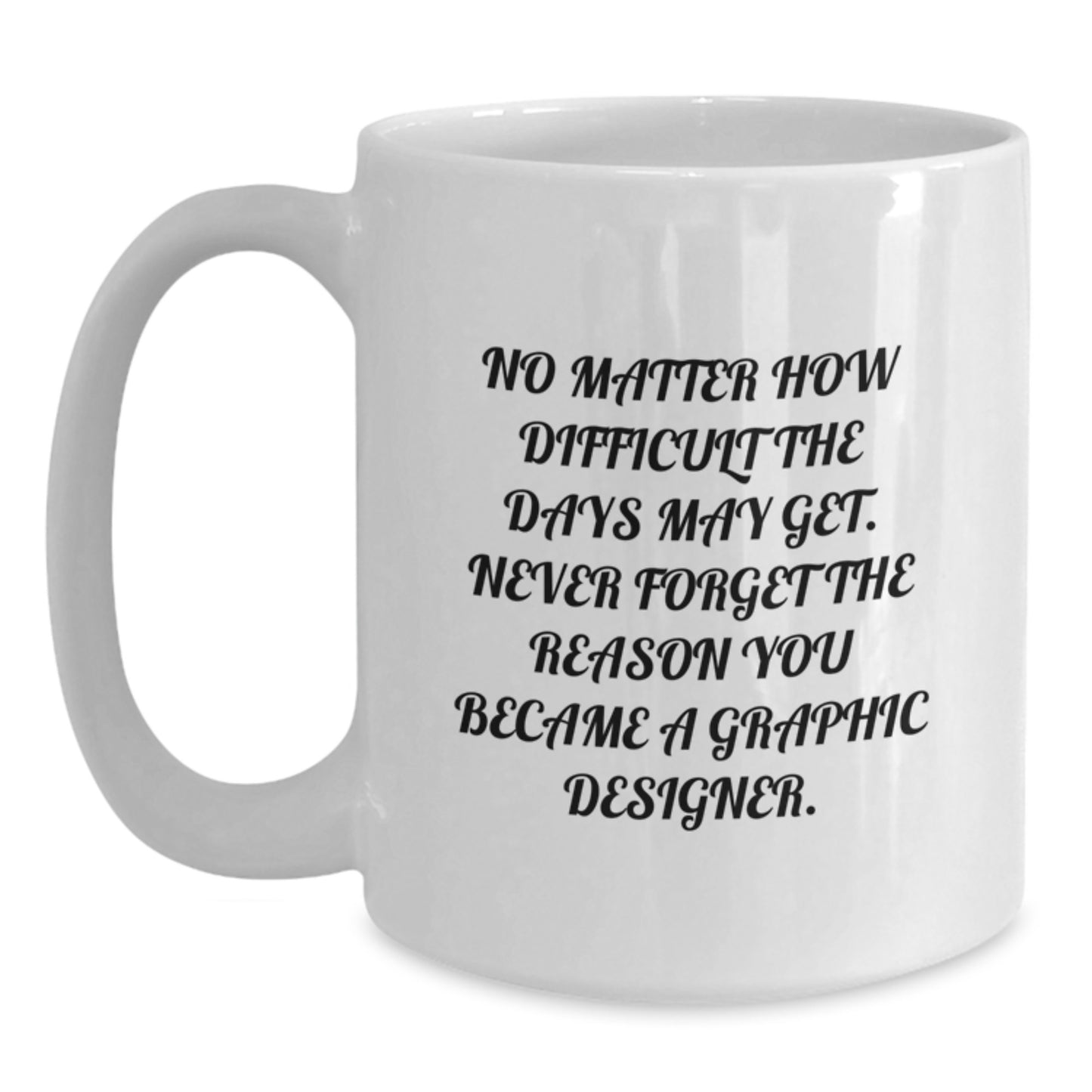 Inspirational Graphic Designer Gifts from Friends - 'Never Forget The Reason You Became A Graphic Designer.' White Coffee Mug for Birthday - Main