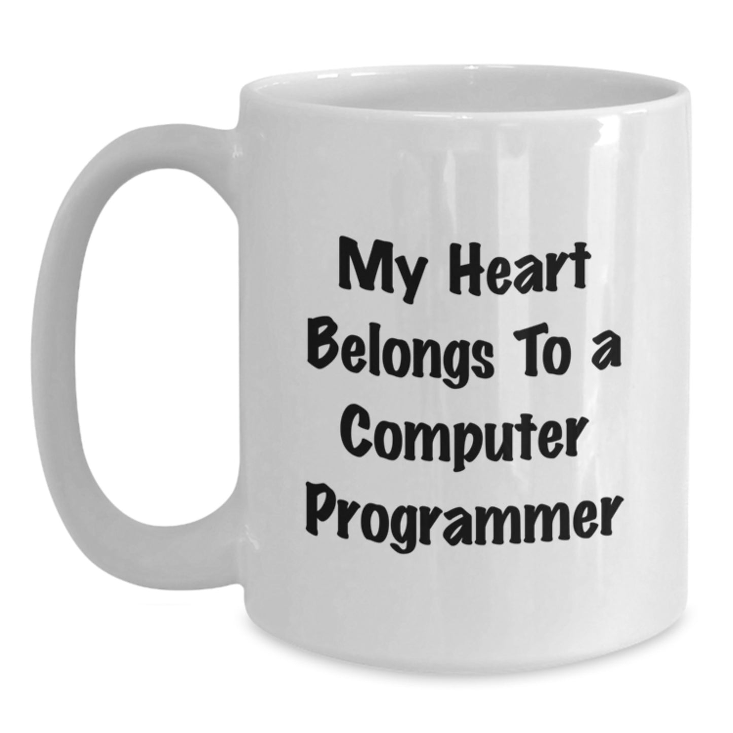 Funny Computer Programmer Gifts, 'My Heart Belongs To A Computer Programmer' Quote, White Coffee Mug for Birthday, Gifts from Friends, Gifts for Computer Programmer - Main