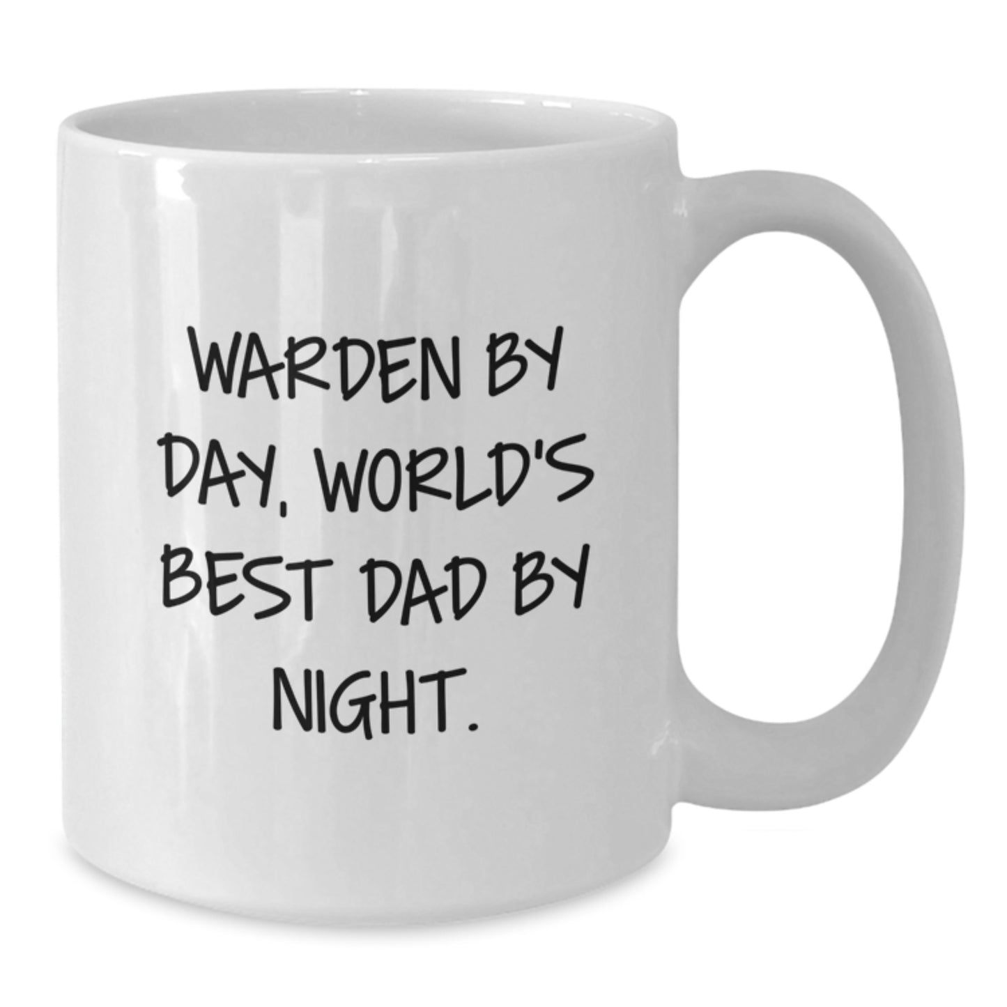 Warden By Day, Funny Gifts for Warden from Family, White Coffee Mug for Graduation, World's Best Dad By Night. - Additional