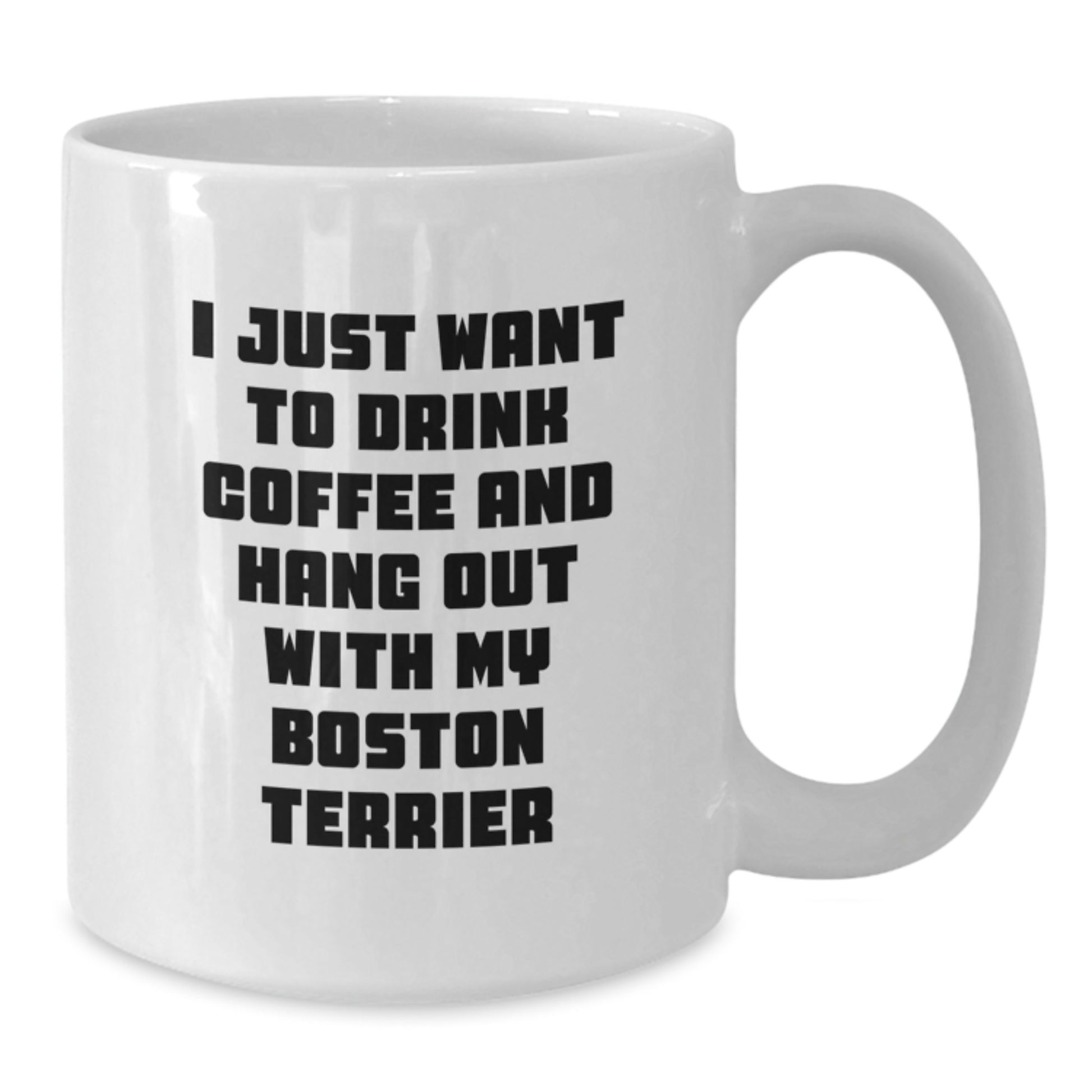 Boston Terrier Dog Lovers Funny Coffee Mug Gifts from Friends for Birthday 'I Just Want To Drink Coffee And Hang Out With My Boston Terrier' - Additional