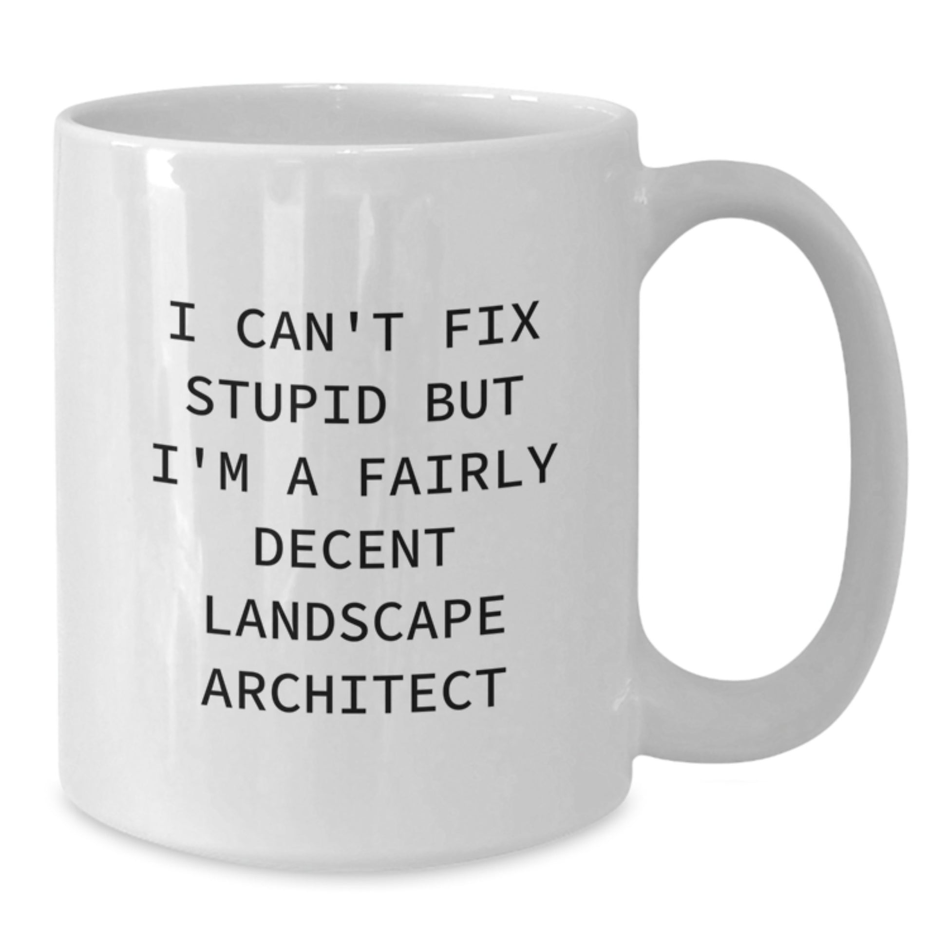 Funny Landscape Architect Gifts from Friends for Graduation Unique White Coffee Mug - I Can't Fix Stupid But I'm A Fairly Decent Landscape Architect - Additional