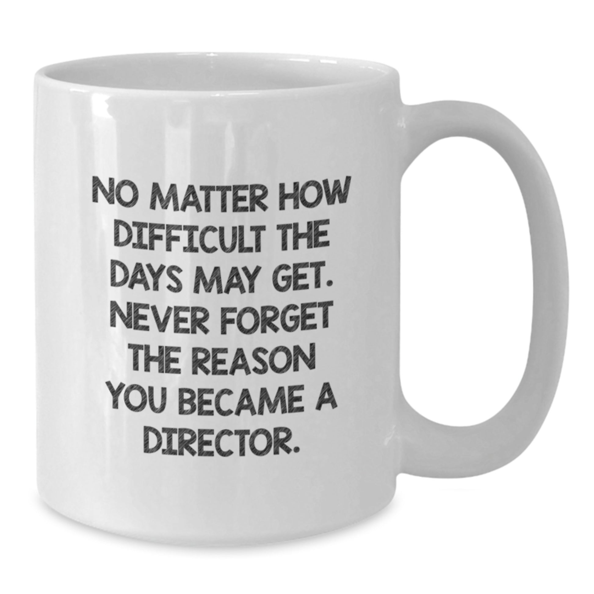 Funny Director Mug Gifts from Friends for Birthday Celebration, 'No Matter How Difficult The Days May Get. Never Forget The Reason You Became A Director.' White Coffee Mug - Additional