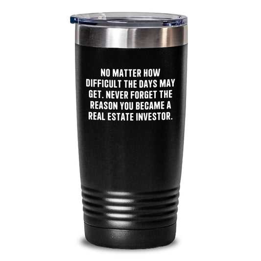 Real Estate Investor Gifts, Inspirational Tumbler, Gifts from Friends, Gifts for Real Estate Investors - Don't Forget Your Reason, Keep Drinks Hot or Cold - Main