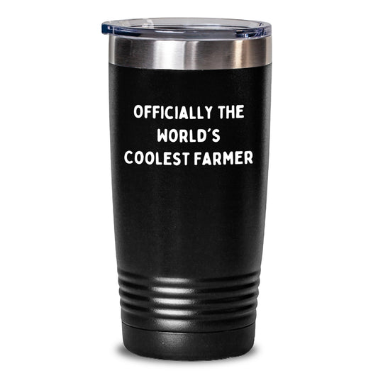 Funny Farmer Gifts, Birthday Unique Presents for Men, Women, or Friends - 'Officially The World's Coolest Farmer' Tumbler, 20oz or 30oz Stainless Steel Insulated Cup - Main