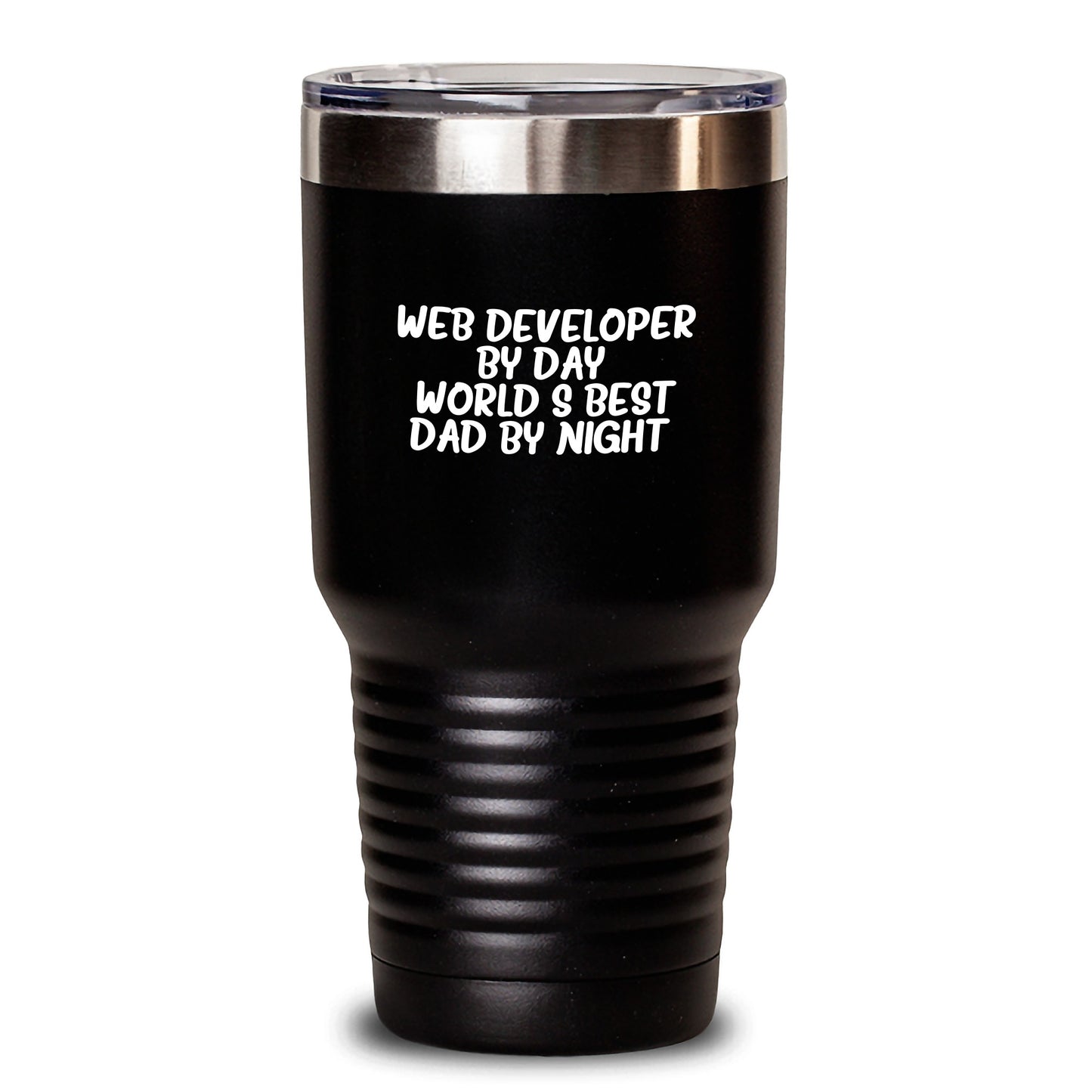 Web Developer Gifts from Dad - 'Web Developer By Day, World's Best Dad By Night.' Funny Tumbler for Graduation from Men to Web Developer Friends, Coworkers, or Family - Main