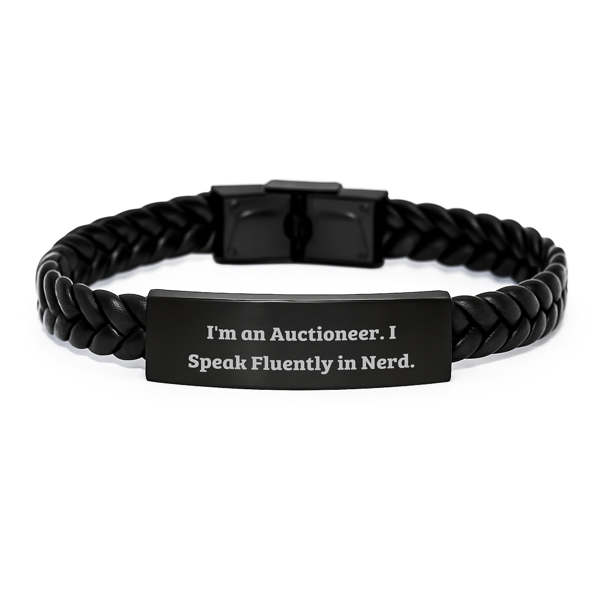 Funny Auctioneer Quote Gifts from Men to Friends Unique Interlaced Leather Bracel Gifts for Auctioneer - Image 1