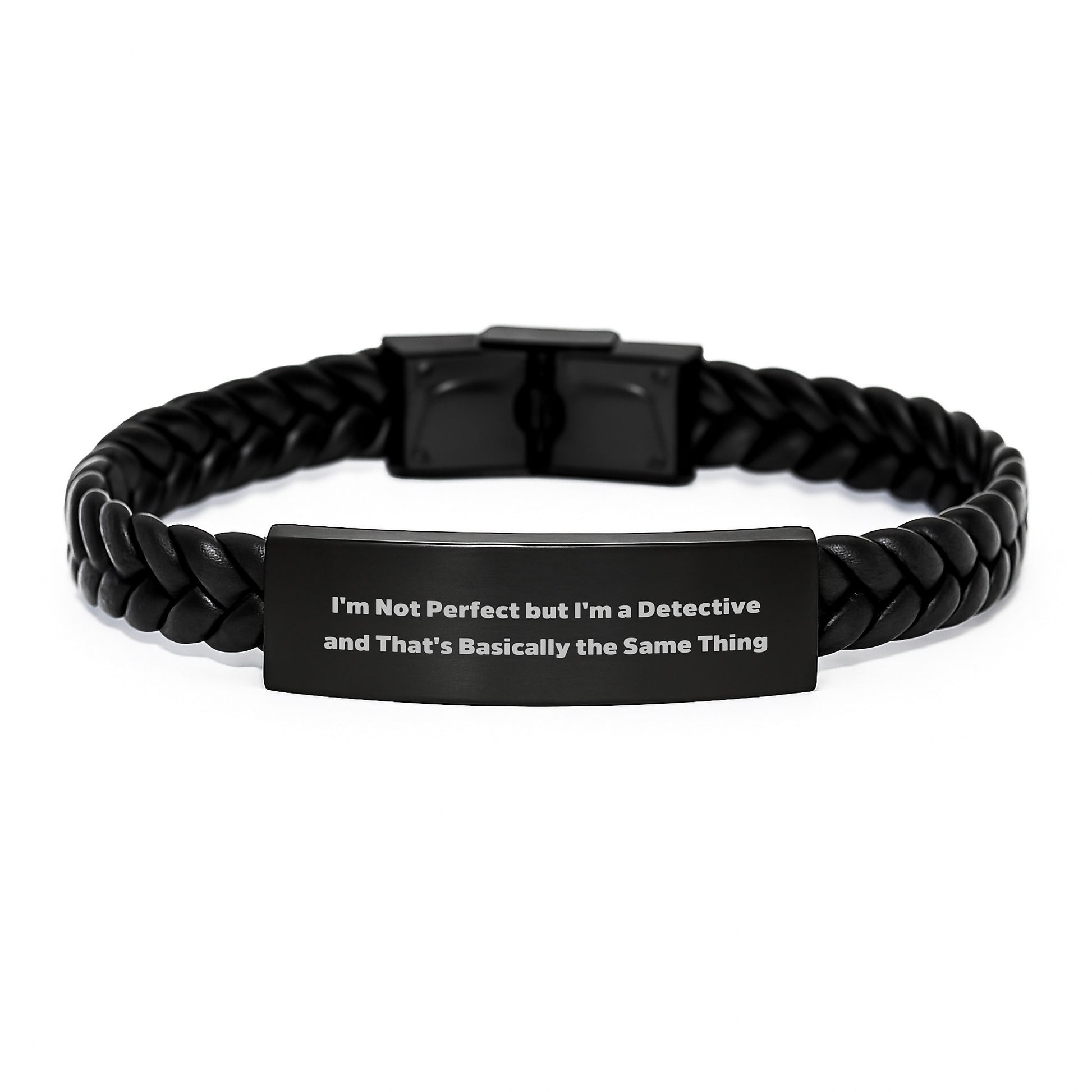 Detective Gifts for Men, Women, or Friends - I'm Not Perfect, I'm A Detective, Interlaced Leather Bracelet for Graduation, Unique and Stylish Accessories from Loved Ones - Image 1