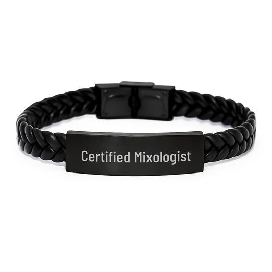 Funny Mixologist Gifts from Women to Friends - Interlaced Leather Bracelet for Graduation - 'Life is a Mix' Quote Certified Mixologist - Image 1