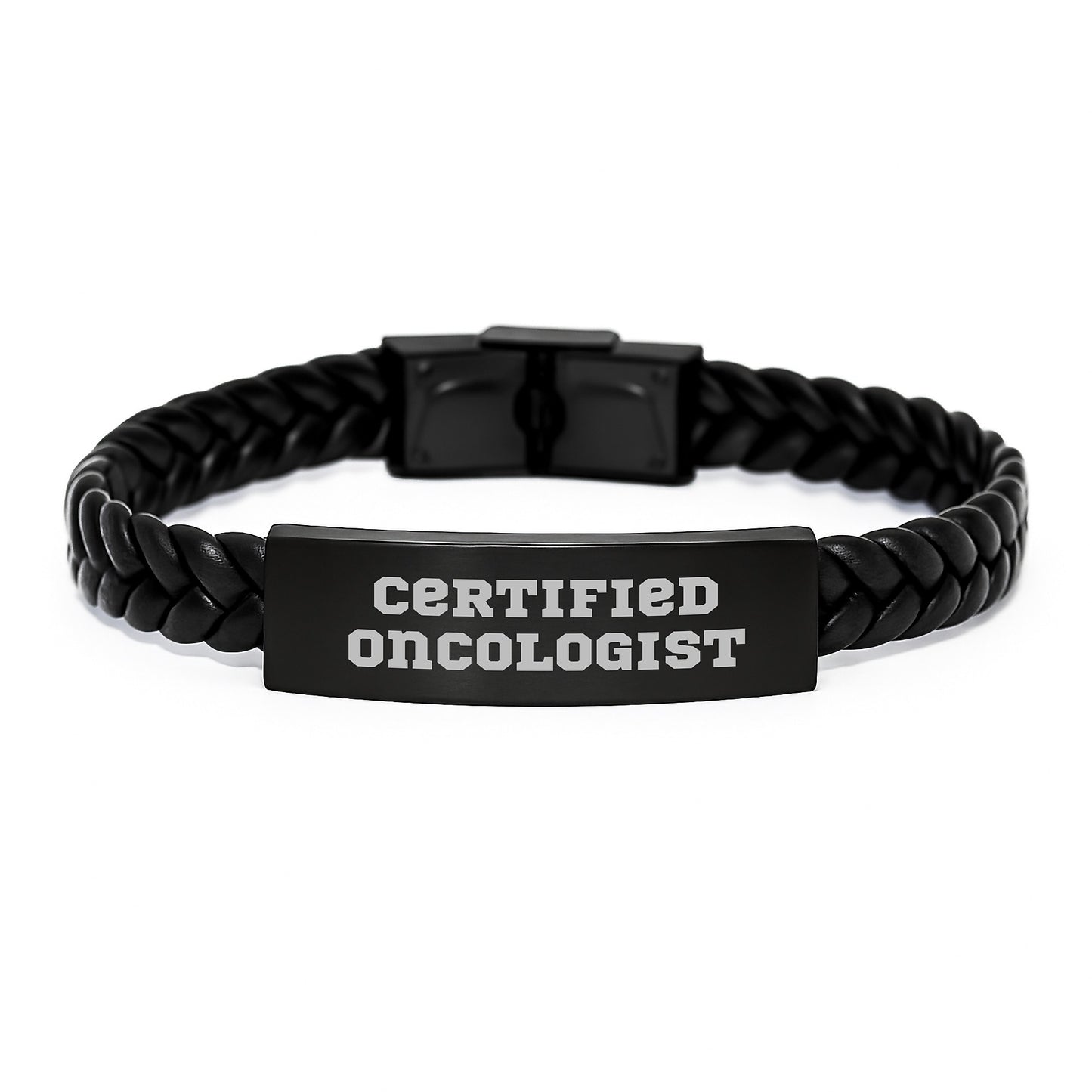 Oncologist Gifts, Funny Quote, Interlaced Leather Bracelet, Birthday Unique Gifts from Friends, Gifts for Oncologist - Image 1