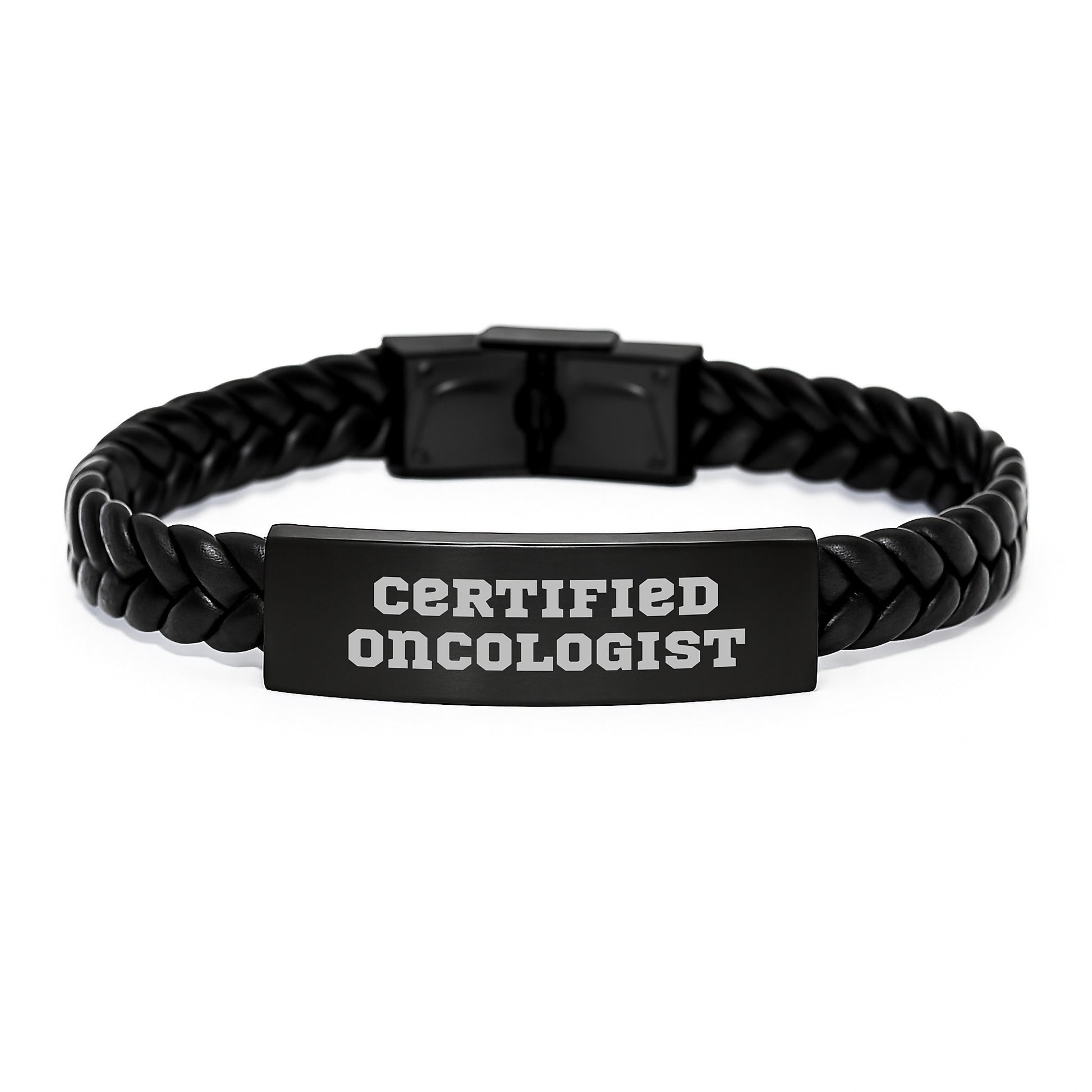 Oncologist Gifts, Funny Quote, Interlaced Leather Bracelet, Birthday Unique Gifts from Friends, Gifts for Oncologist - Image 1