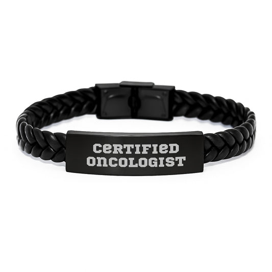 Oncologist Gifts, Funny Quote, Interlaced Leather Bracelet, Birthday Unique Gifts from Friends, Gifts for Oncologist - Image 1