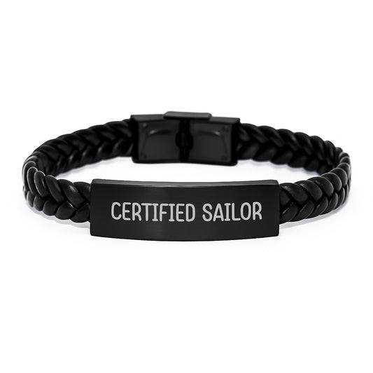 Funny Quote Sailor Gifts - Certified Sailor Interlaced Leather Birthday Present for Friends, Family, and Coworkers - Image 1