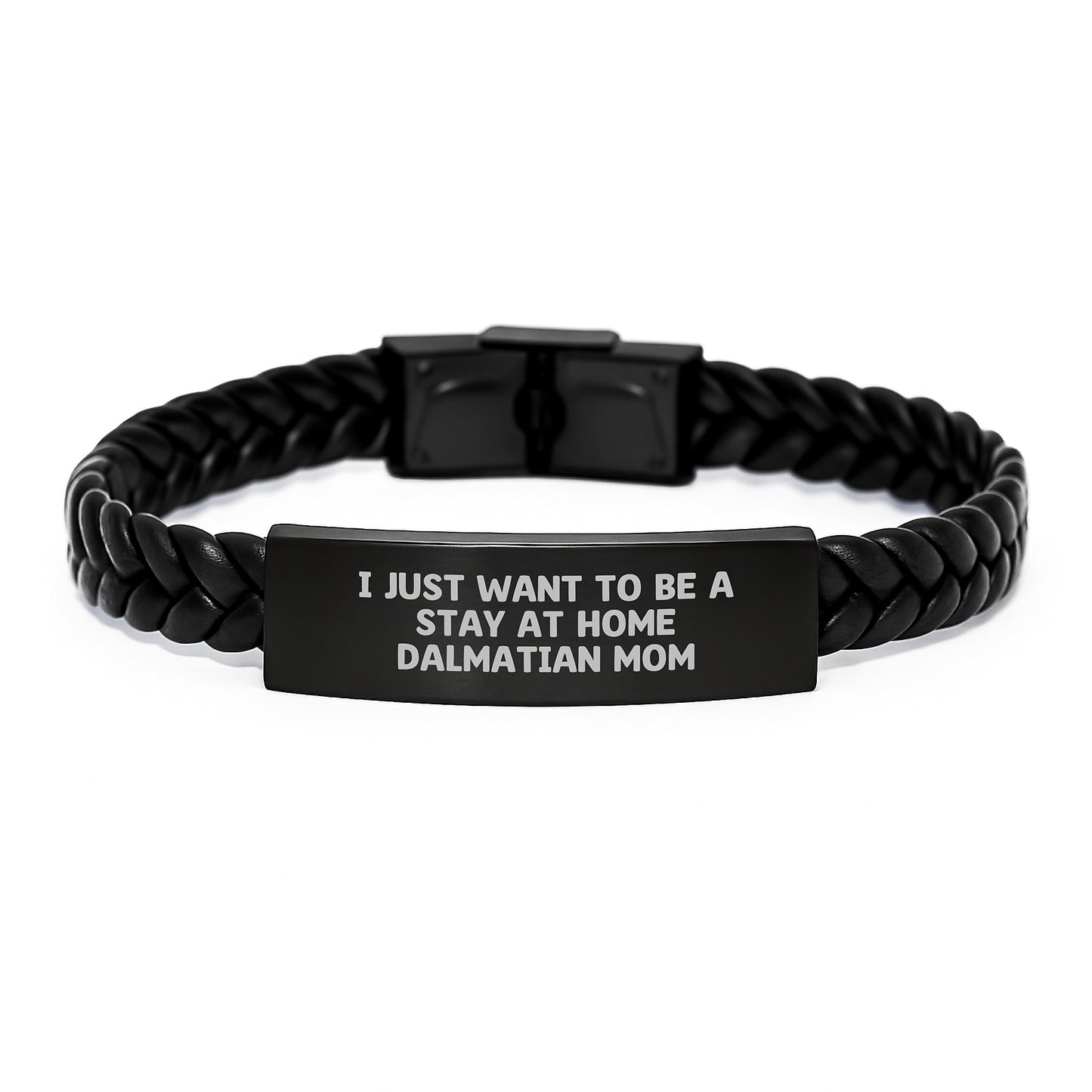 Dalmatian Dog Lover's Gifts from Friends, Funny Quote Interlaced Leather Bracelet for Graduation Unique Gifts, Gifts for Dalmatian Dog Mom, Stainless Steel and PU Leather Combination - Image 1