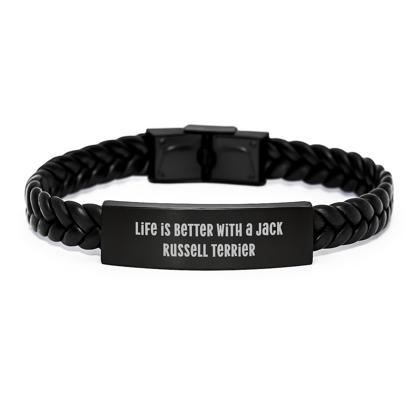 Funny Jack Russell Terrier Dog Gifts, Interlaced Leather Bracelet for Men, Life Is Better Quotes, Graduation Unique Gifts from Friends, Gifts for Jack Russell Terrier Dog Lovers - Image 1