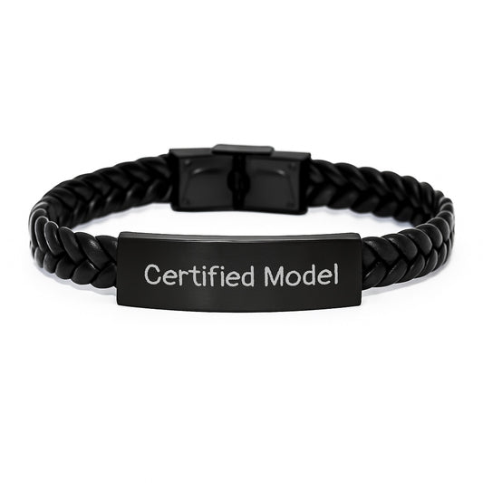 Funny Model Gifts for Graduation from Friends and Family, Interlaced Leather Bracelet with Quote, Unique Model Unique Gifts, Gifts from Men, Gifts for Model - Image 1