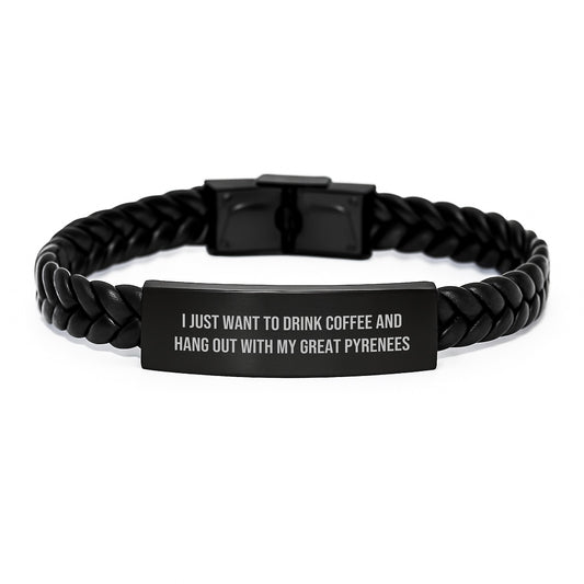 Funny Great Pyrenees Dog Gifts from Friends, Interlaced Leather Bracelet for Her, Inspirational Quote for Men and Women, Birthday Unique Gifts for Dog Lovers, Great Pyrenees Dog Mom Dad - Image 1