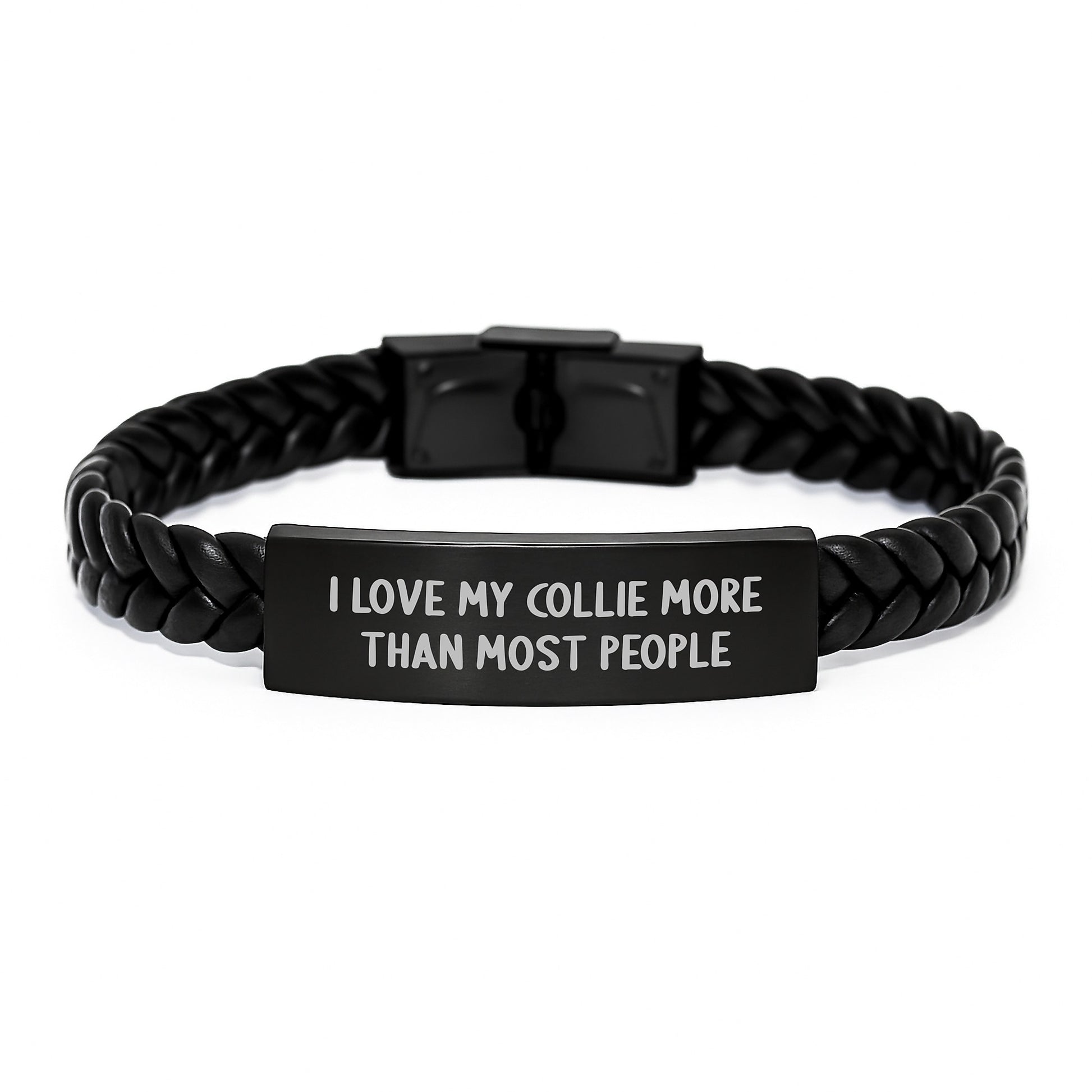 Collie Dog Lovers Unite! Funny Quote Interlaced Leather Bracelet Gifts from Friends for Birthday - Image 1