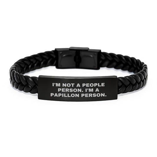 Papillon Dog Lovers Funny Quote Interlaced Leather Braceltes Gifts from Friends and Family for Birthday - Image 1