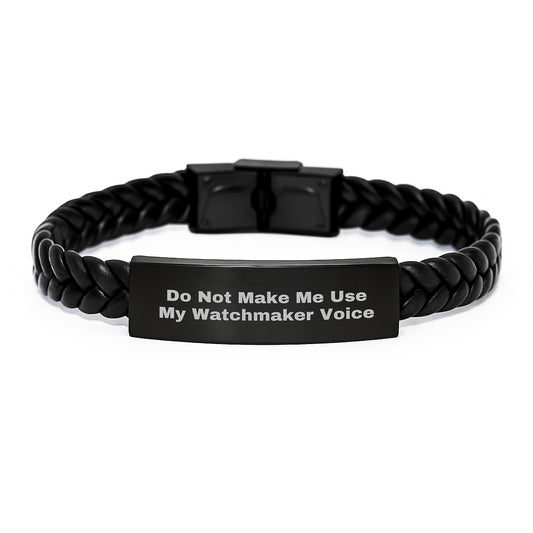 Watchmaker's Humor, Interlaced Leather Bracelet Gifts for Men, Funny Graduation Presents from Family - Image 1