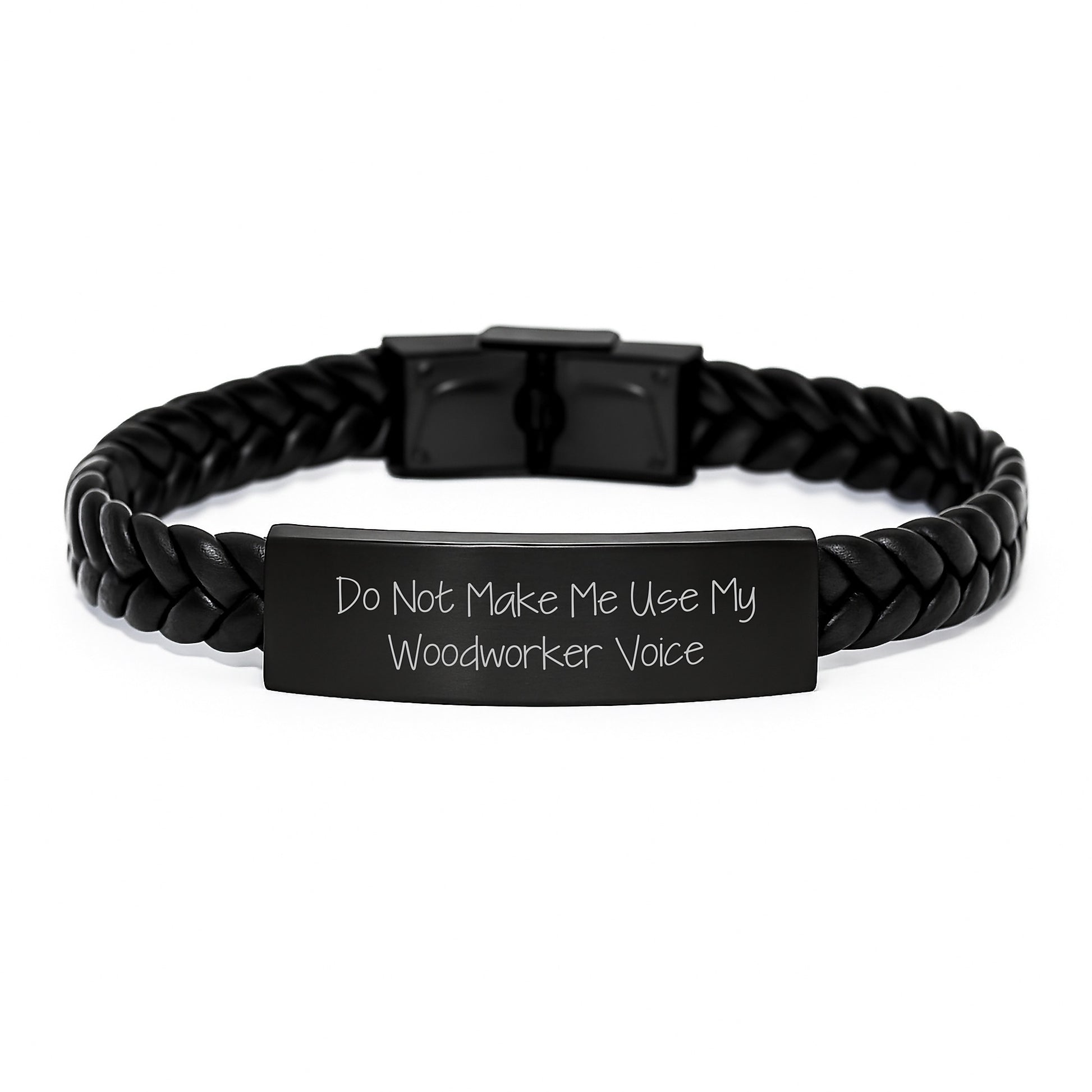 Woodworker's Unique Gift, Funny Quote, Interlaced Leather Bracelet for Graduation, Gifts from Family to Men, Woodworker's Friend - Image 1