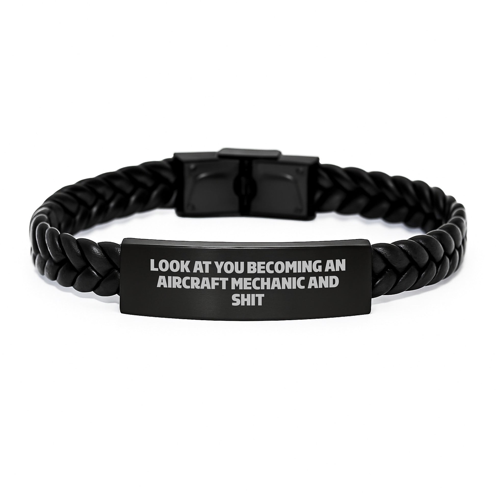 Funny Aircraft Mechanic Gifts, Inspirational Quote Interlaced Leather Bracelets for Men, Gifts from Friends and Family for Graduation - Image 1