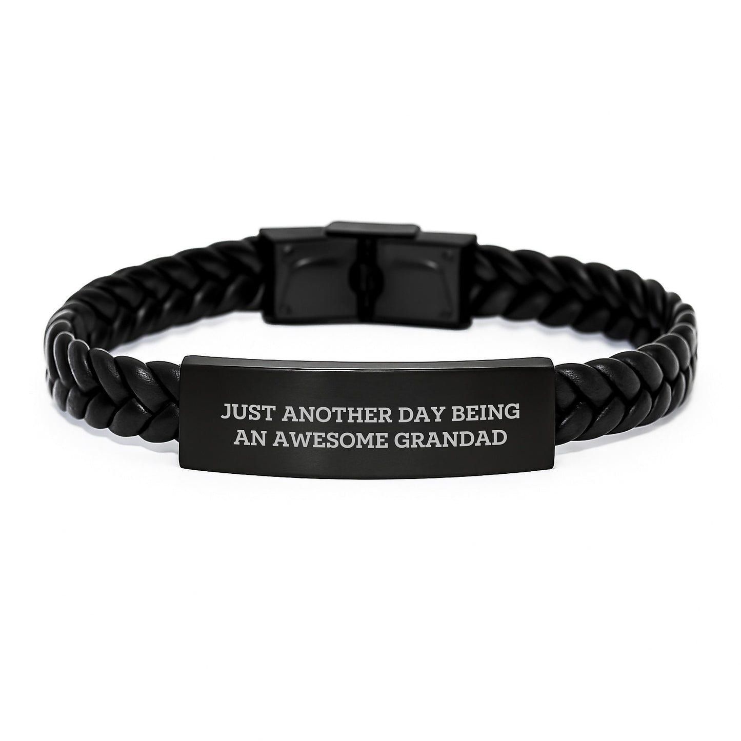 Grandad Gifts from Men, Gifts for Awesome Grandad - Just Another Day Being An Awesome Grandad Interlaced Leather Bracelet, Graduation Unique Presents - Image 1