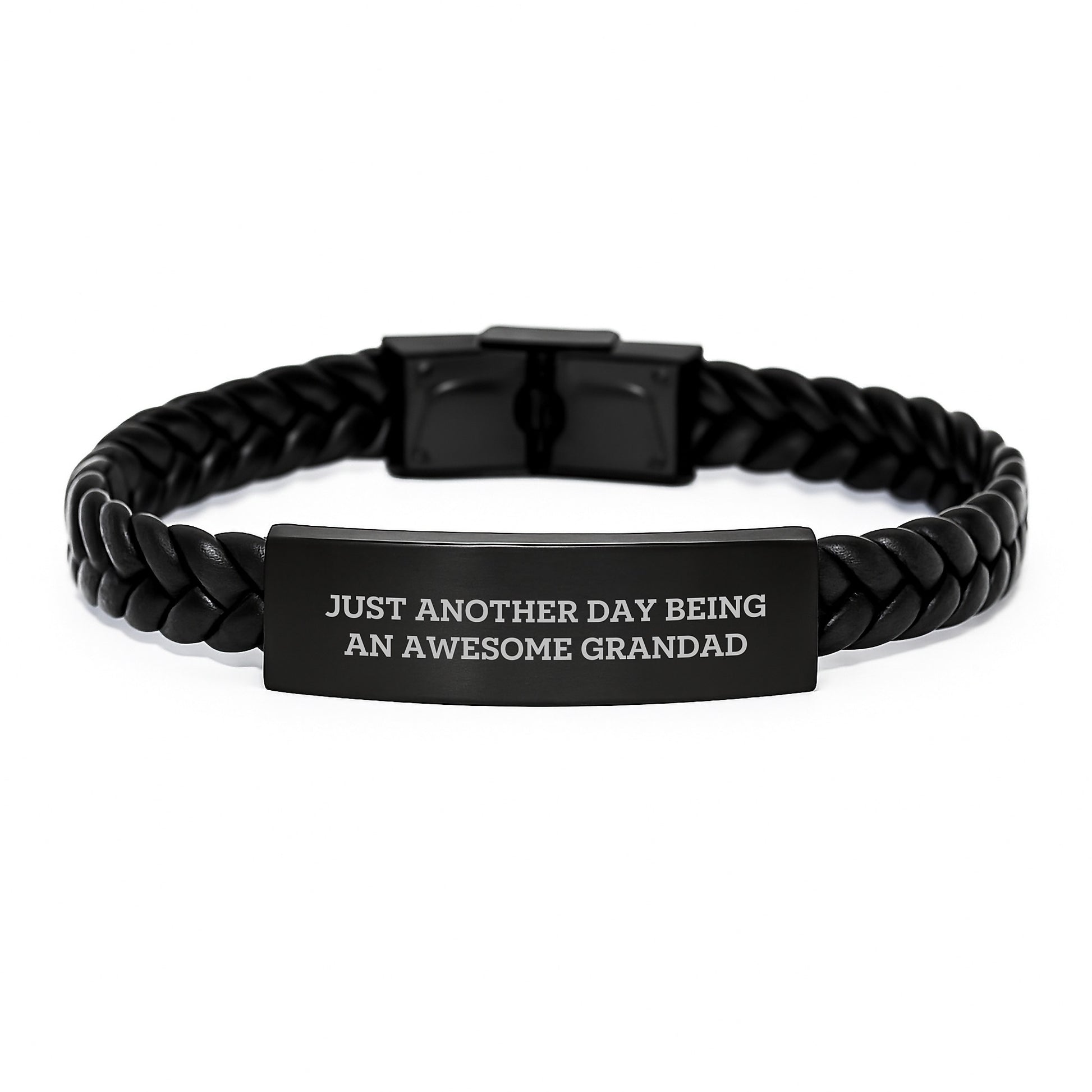 Grandad Gifts from Men, Gifts for Awesome Grandad - Just Another Day Being An Awesome Grandad Interlaced Leather Bracelet, Graduation Unique Presents - Image 1