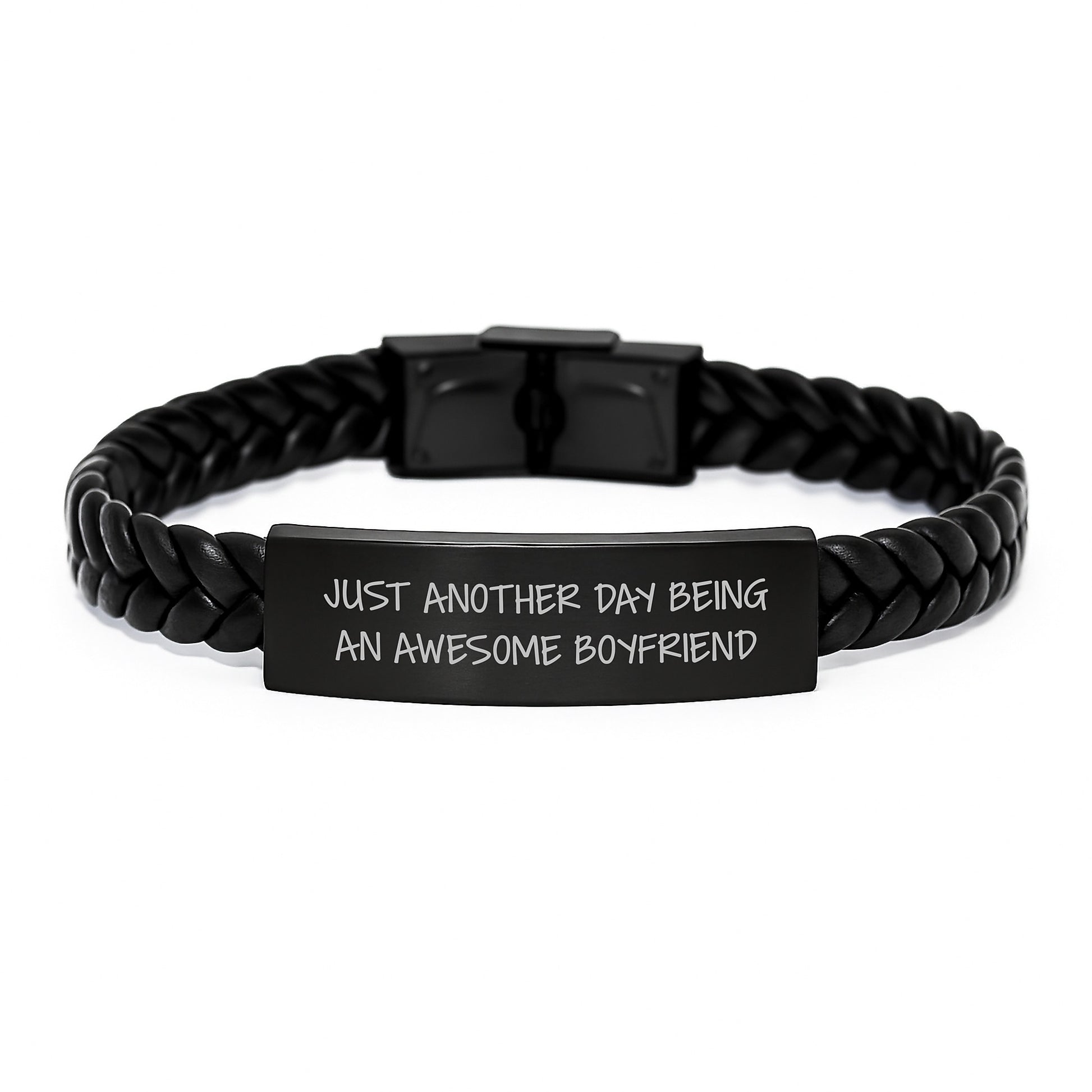 Sweetheart Gifts, Just Another Day Being An Awesome Sweetheart, Interlaced Leather Bracelet for Men, Unique Graduation Gifts from Friends - Image 1