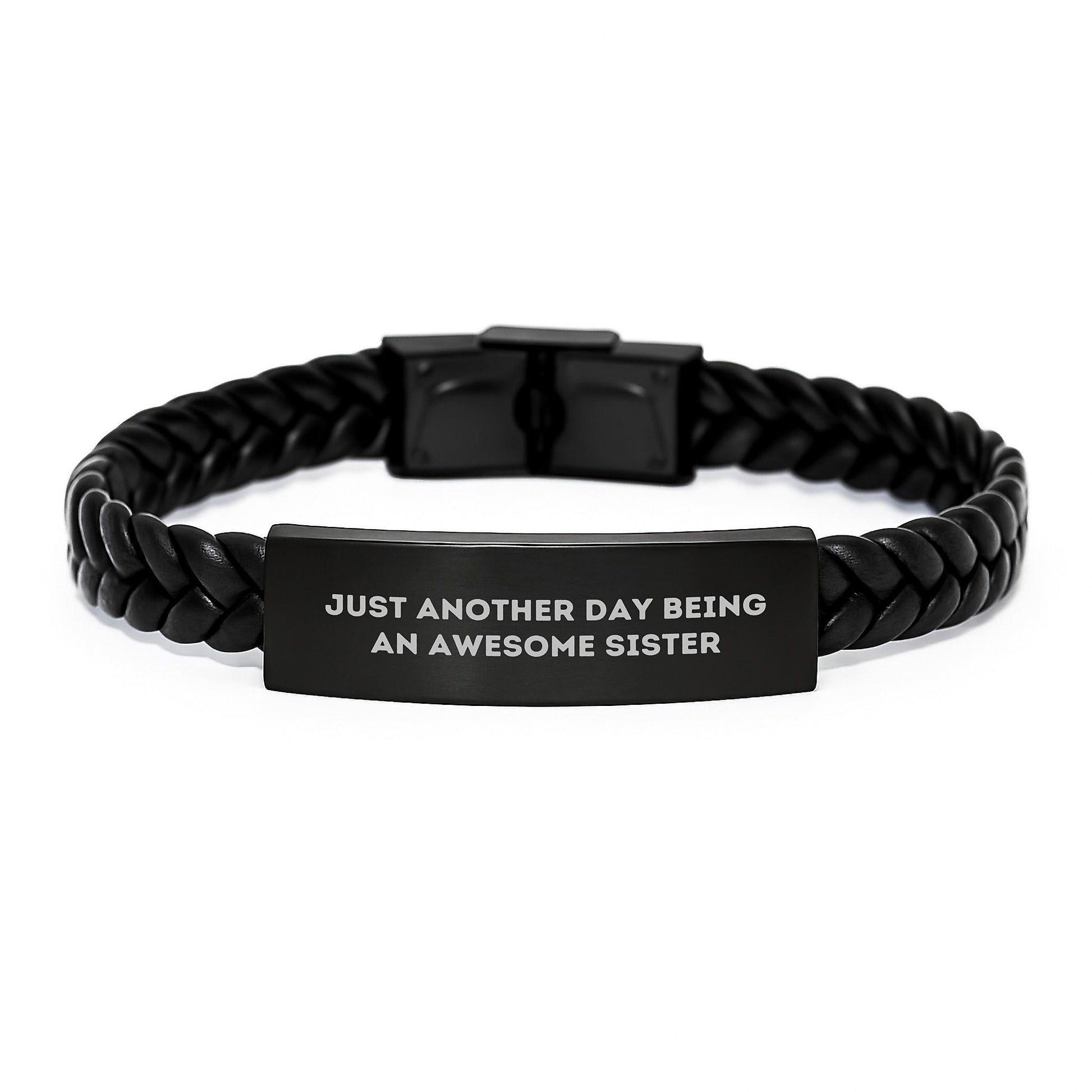 Inspirational Sister Gifts - Just Another Day Being An Awesome Sister Interlaced Leather Bracelet for Birthday - Gifts from Men to Sisters - Image 1
