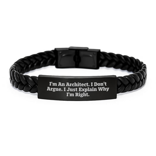Architect Gifts from Friends, Funny Inspirational Quote Interlaced Leather Bracelet, Men's Graduation Unique Gifts - Image 1