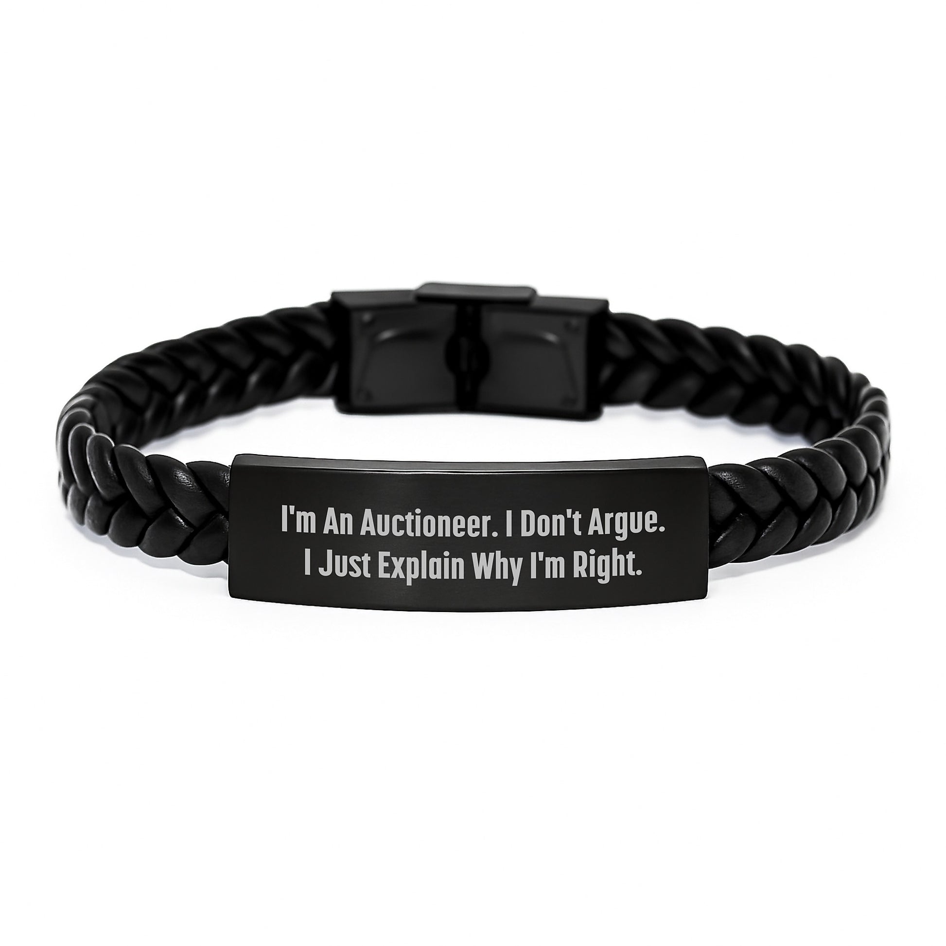 Auctioneer Humor Interlaced Leather Braclet Gifts from Friends for Birthday - Image 1